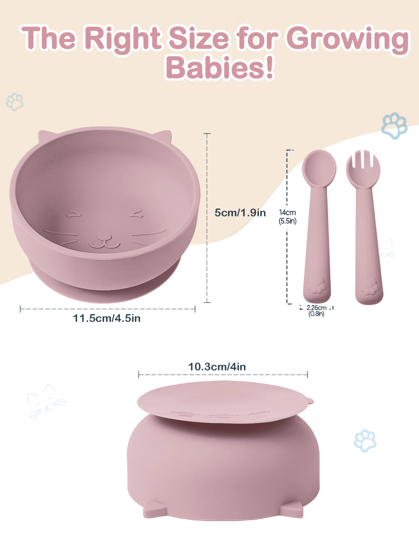 Description Picture 4 of itemTYRY HU Baby Silicone Suction Bowl Plate Feeding Spoons Food Tableware BPA Free Non-Slip Baby Dishes Food Feeding Bowl for Kids