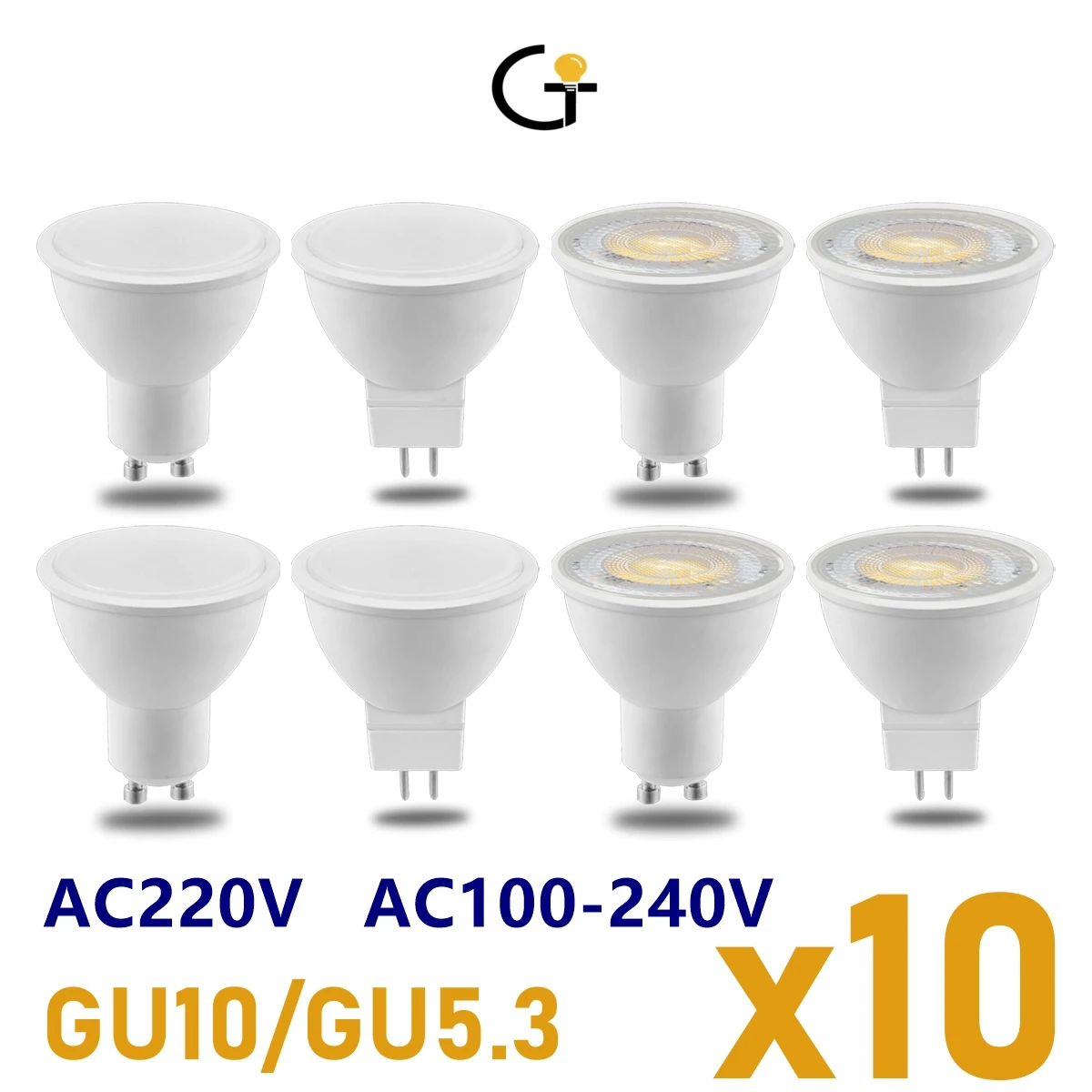 

10PCS LED energy-saving spotlight GU10 GU5.3 AC220V AC110V non-strobe warm white light 3W-8W can replace 30W 50W halogen lamp