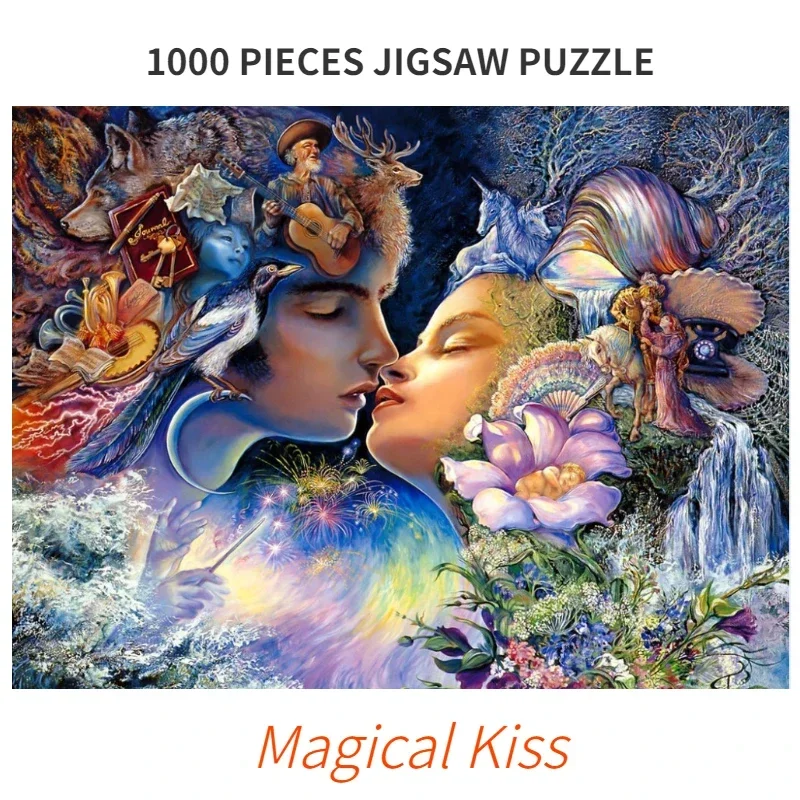 

69*51cm Adult 1000 Pieces Paper Jigsaw Puzzle Magical Kiss Figure Statue Paintings Stress Reducing Toys Christmas Gifts