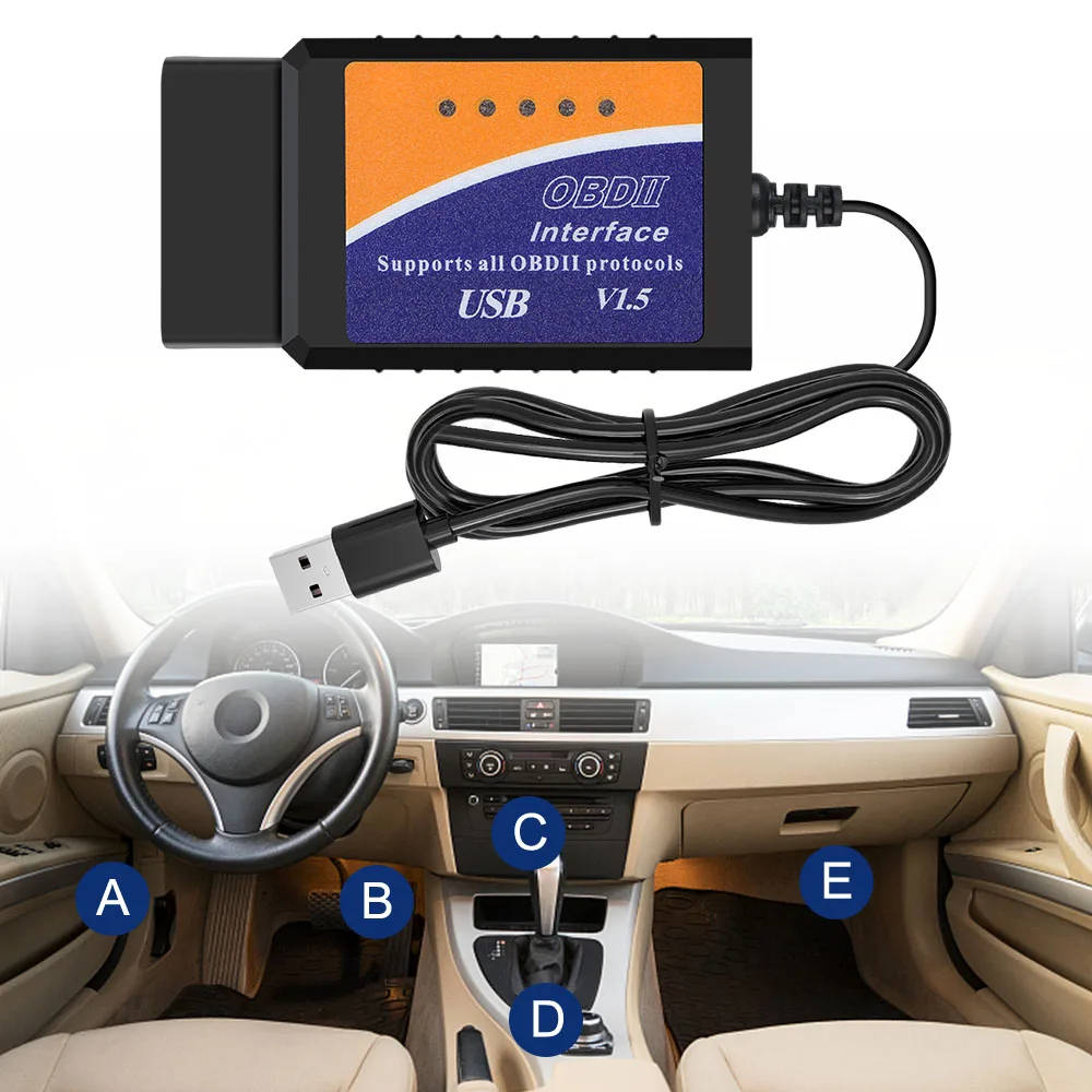 With PIC18F25K80 Chip Car Diagnostic Cable Support Most OBDII Protocols Super ELM327 USB 1.5 ELM 327 USB V1.5 OBD2 Scanner 2