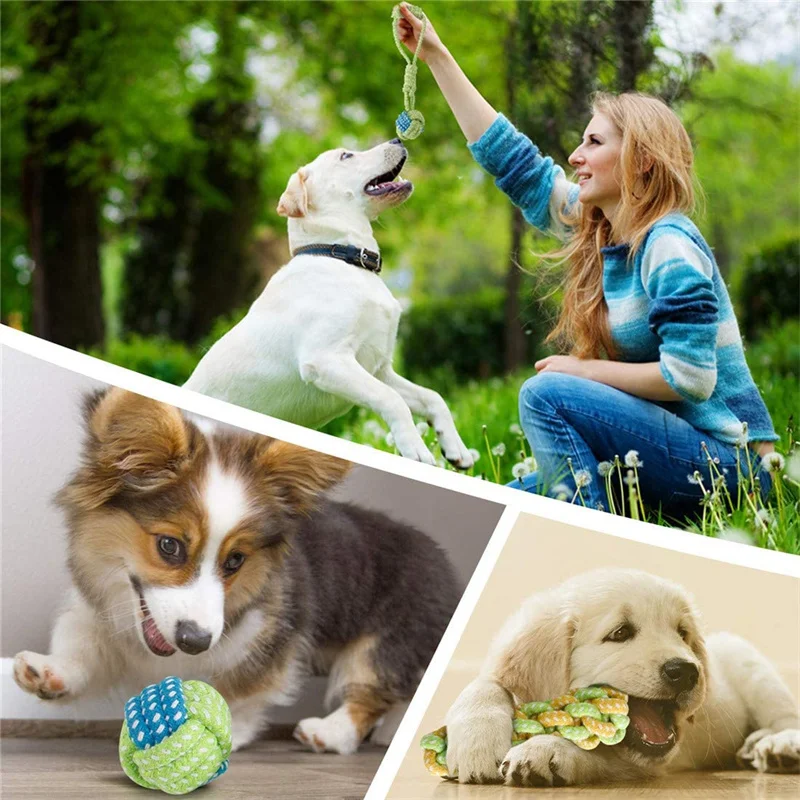 Pet Dog Cotton Rope Chew Toys Natural Cotton Washable Durable Tug Large Small Dogs Toy Interactive Rope Pet Supplies