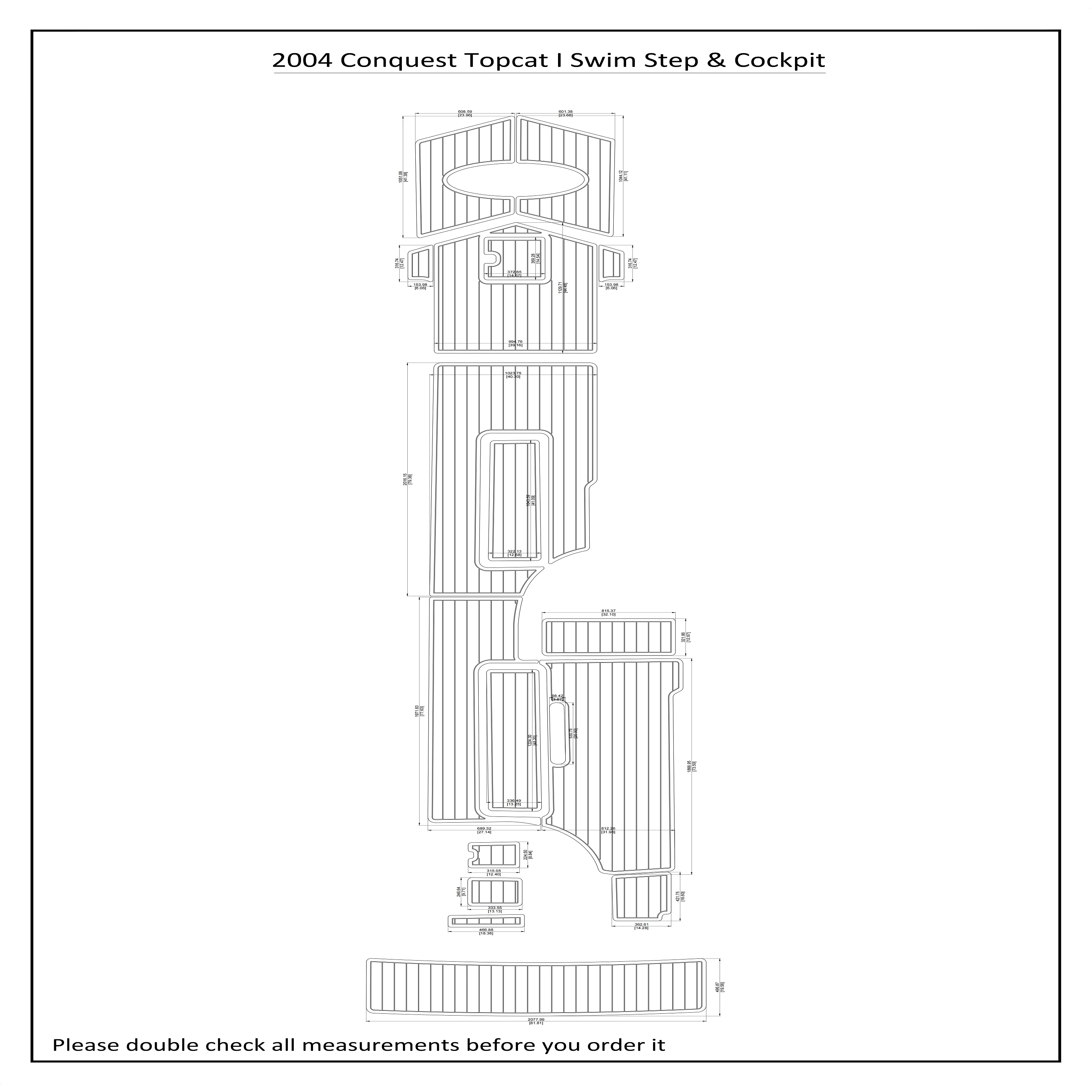 

2004 Conquest Topcat I Swim Step Cockpit Boat EVA Faux Teak Deck Floor Pad