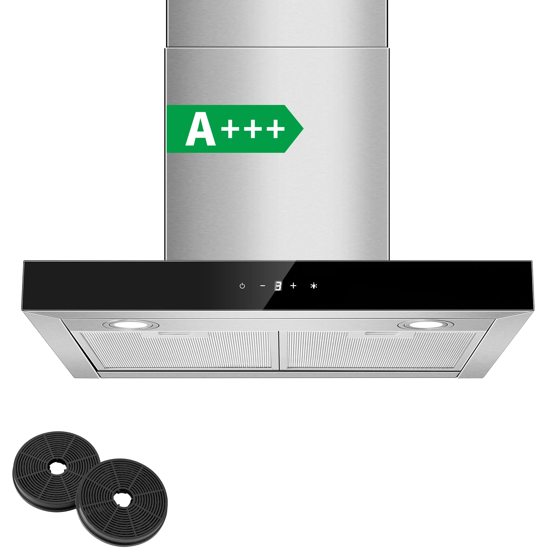 Topstrong 60cm Wall Mounted 400m³/h A+++ LED Touch Control Stainless Steel Extractor Fan Quiet 52dB Kitchen Hood