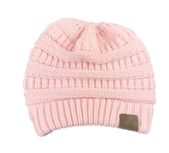 Berretto invernale da donna con foro superiore per palla da donna, berretto lavorato a maglia, cappello spesso da donna, berretti in maglia con teschio da donna_voghion.com