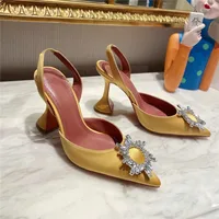 Big Size 41 42 Blue Women Pumps Silk Satin Pointy Toe Rhinestone Crystal High Heels Shoes Slip On Women Wedding Pumps Sandals - Image 4