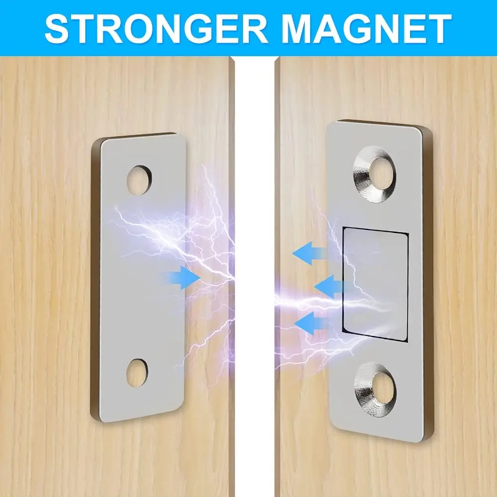 Ultra-Thin Door Magnets Stops Magnetic Cabinet Catches Adhesive Magnet Catch for Furniture Closet Drawer Closer with Screw