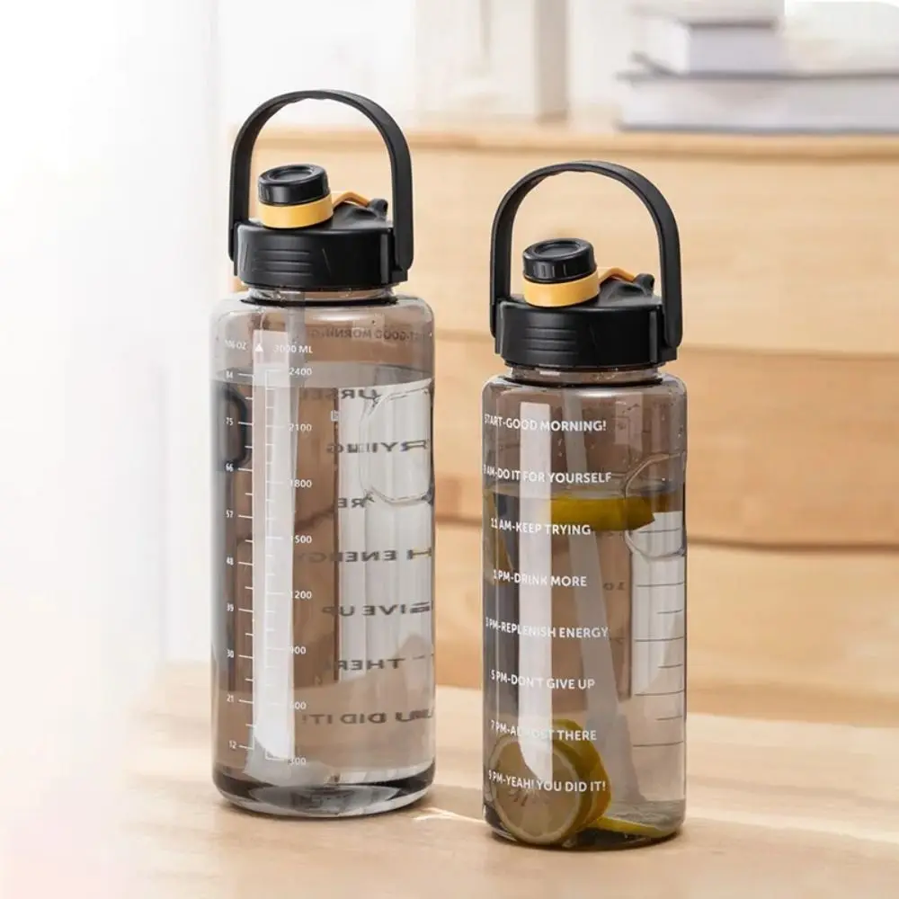 Sports Water Bottle 1.5L/2L/3L Portable Leakproof Large Capacity Water Jugs Lightweight with Time Marker Clear Drink Bottle