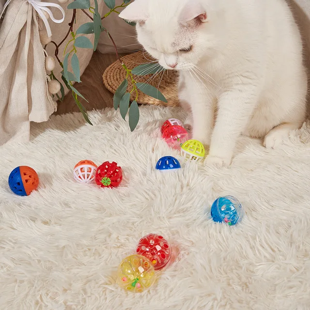 Colorful Plastic Bell Ball Mesh Hollow Ball Making Noise Teasing Cats Pet Supplies Self Fun Gnawing Cat Toys 2