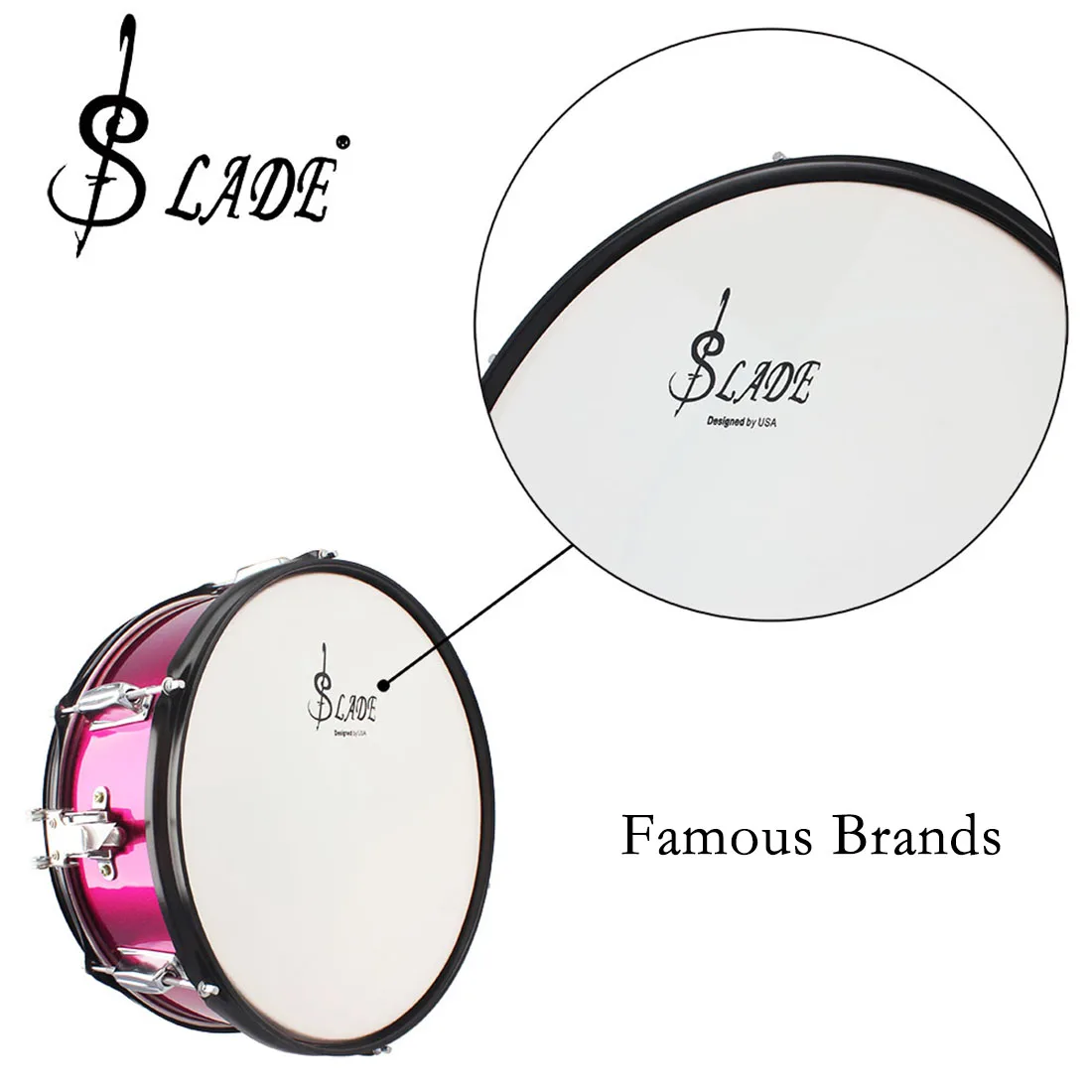 Snare Drum 14 Inch Drum Percussion Instrument Jazz with Strap Accessories for Beginners Practice Music Instrument