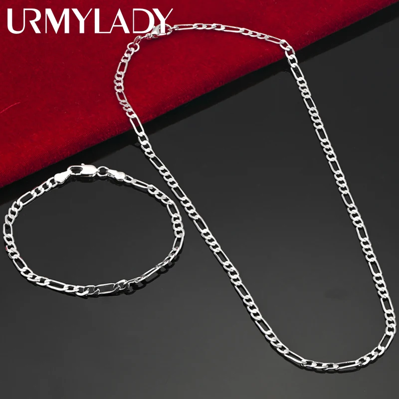 고귀한 새로운 도착 4MM 체인 남성 여성 팔찌 목걸이 쥬얼리 세트 레이디 크리스마 선물 참 웨딩