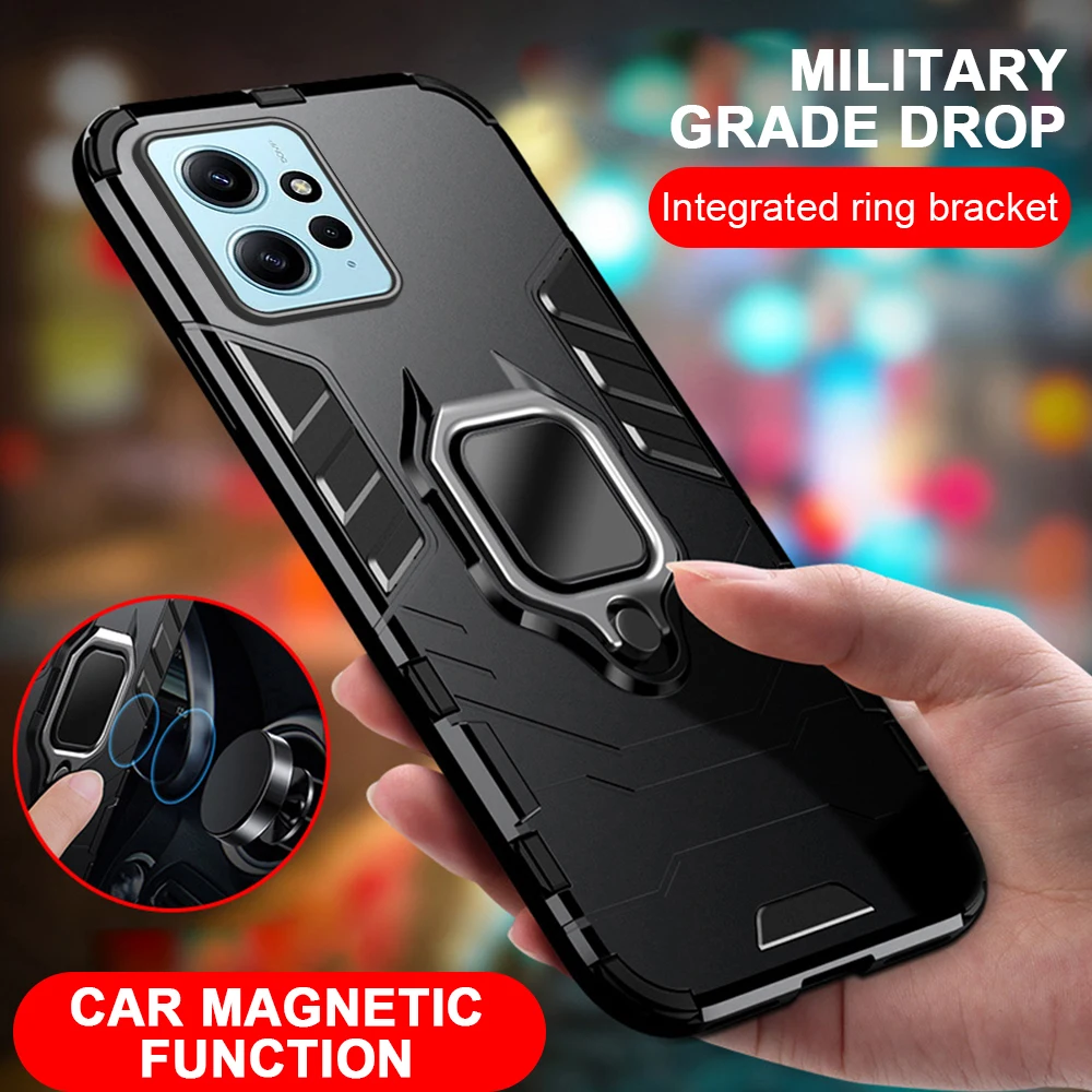 For Xiaomi Redmi Note 12 4G 5G Case Armor Shockproof Coque For Redmi Note  12 Pro Speed Magnet Holder Ring Protect Funda - AliExpress