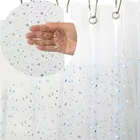 Star Printed Shower Curtain Liner 72Wx72H Inch PEVA Premium Light Weight Iridescent Star Glitter Water Repellent Transparent 1