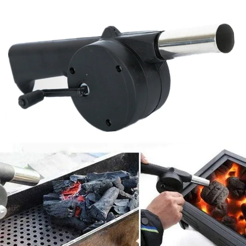 Barbecue Blower Small Manual Blower Combustion Aid Hand Cranked Hair Dryer Outdoor Barbecue Hair Dryer Utensils barbecue blower