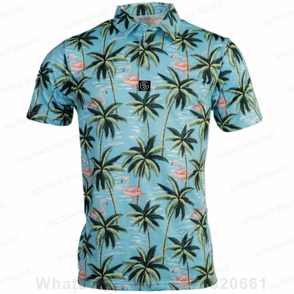 Men's Polo T-Shirt Short Sleeve Fishing Golf Clothing Summer Quick Dry Casual Fashion Volleyball Tops