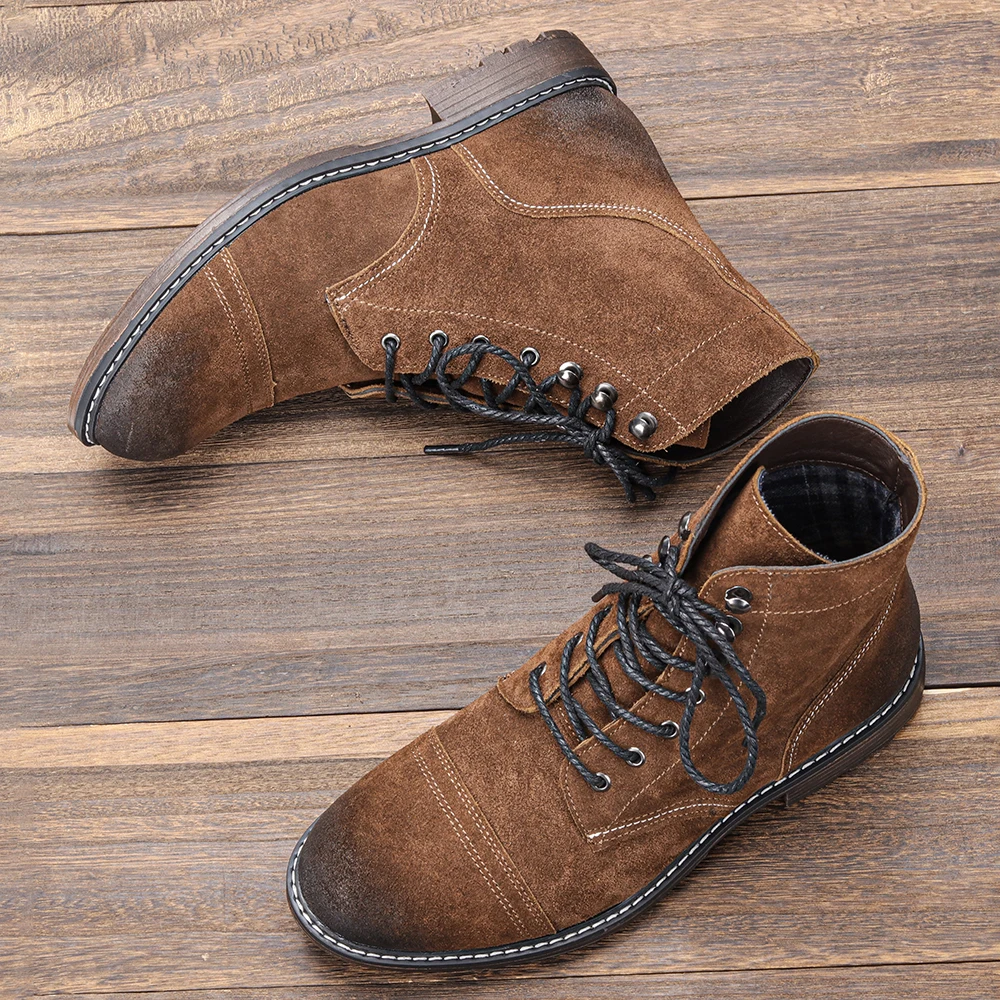 Size 39-48 Genuine Leather Boots Retro Brand Comfortable Men Boots #DX8102