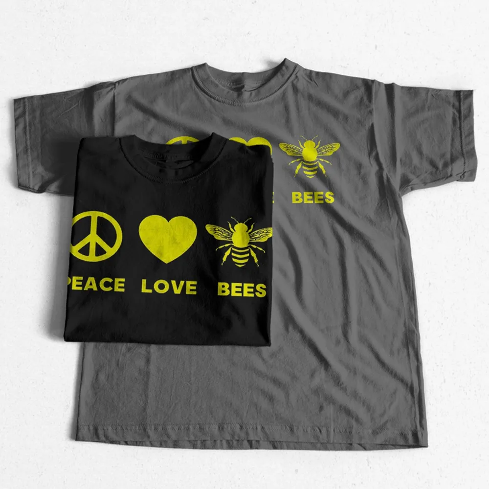 Peace Love Bees Cotton Unisex T-Shirts
