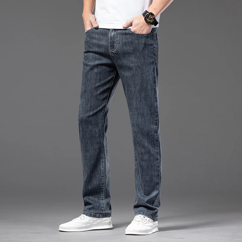 Large Plus Size 42 44 46 Thin Men's Summer Denim Jeans Elastic Waist Fashion Casual Denim Pants Fatty Brother Brand Trousers 4