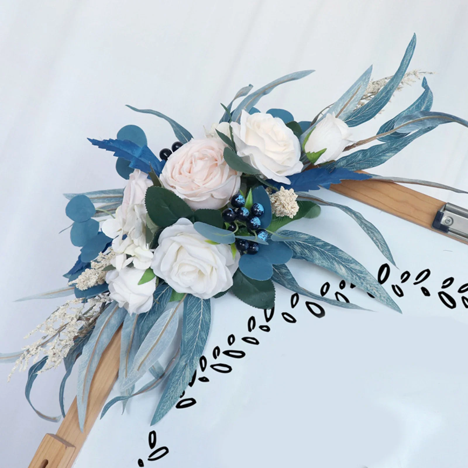 Description Picture 3 of item2Pcs/Set Artificial Arch Flower Swag Table Runner Centerpiece Garland for Wall Wedding Ceremony Sign Floral Decoration Flowers