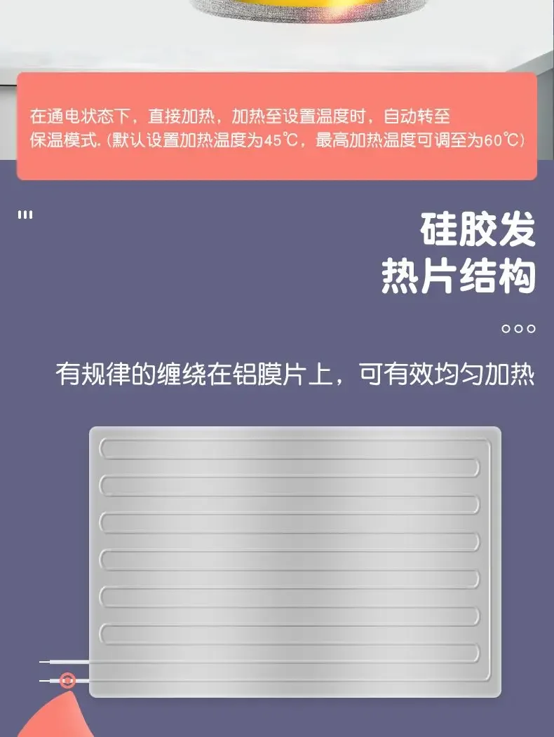 내구성 있는 차량용 인큐베이터 야외용 USB 전기 도시락 가열 디스플레이 온도 표시 12V 보온컵