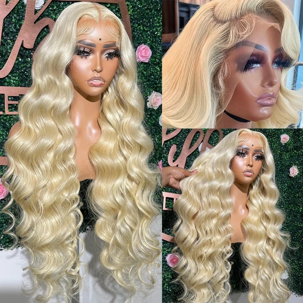 

613 Blonde 13x4 Body Wave Lace Front Wigs Human Hair Preplucked Baby Hair 280% Density Brazilian Remy For Women 30 36 inhces