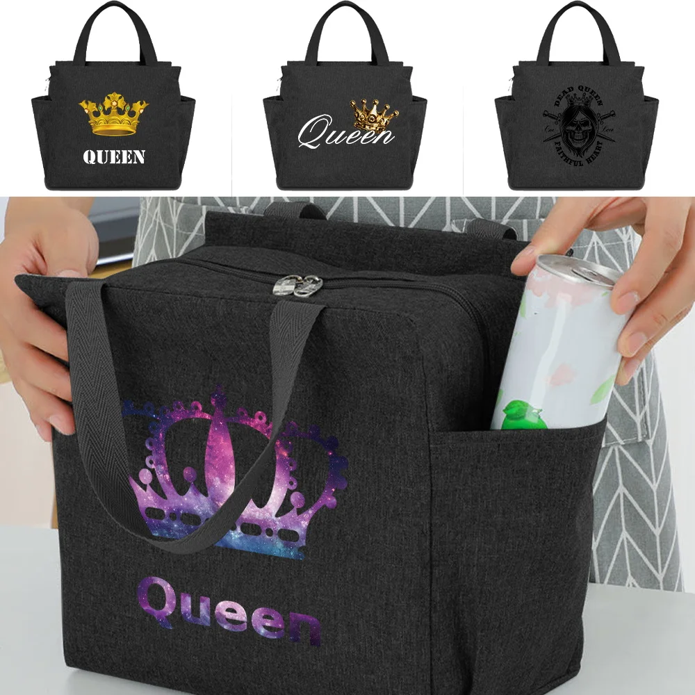 

Insulated Lunch Bag Food Storage Bags for Women Teenage Original Design Queen Series Printing Aluminum Foil Insulation