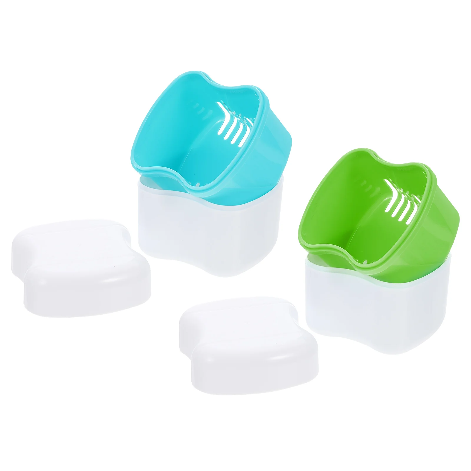 

2 Pcs Denture Storage Box Retainer Cases Cleaning Cup Container Pp Cleaner Containers Travel
