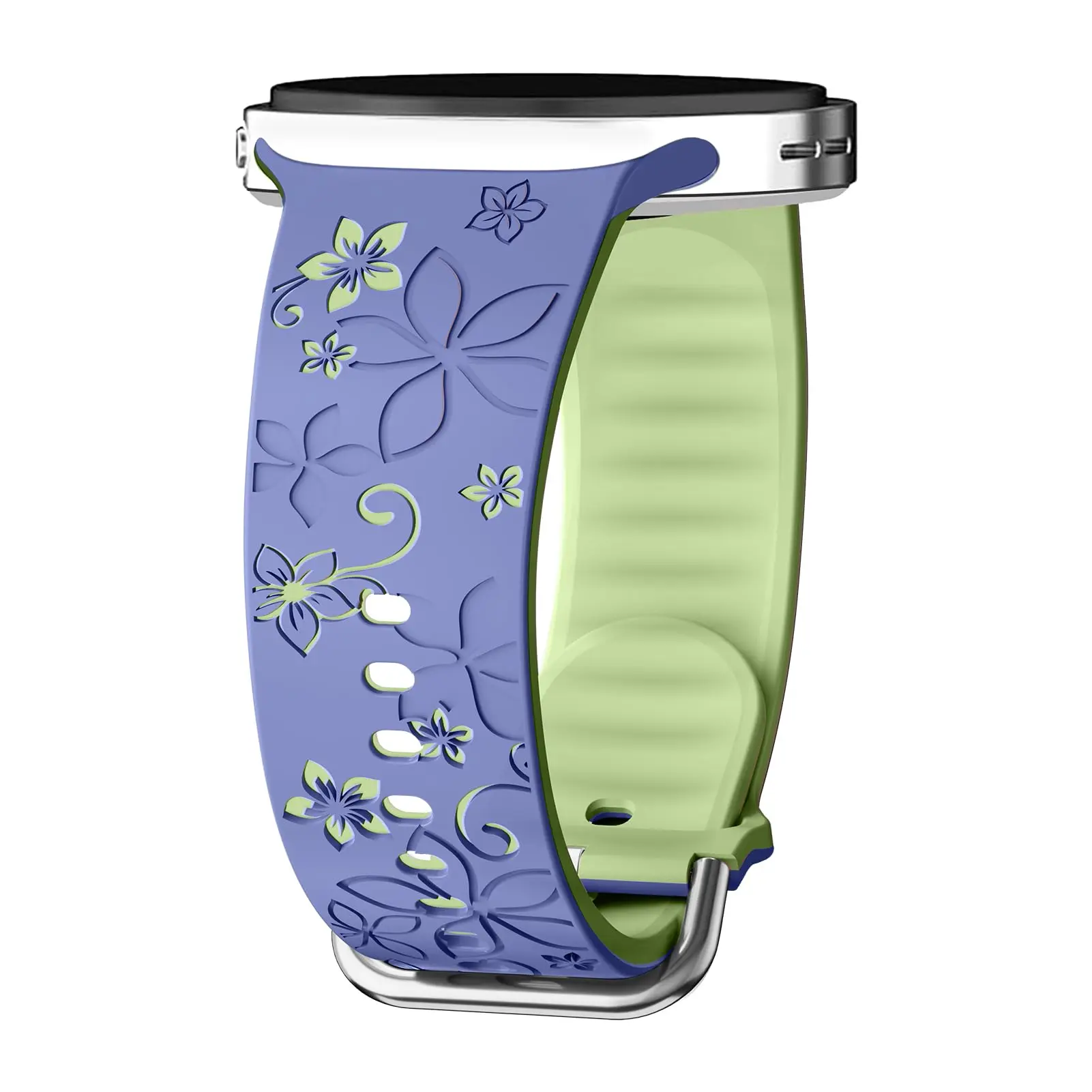 Two-Tone Flower Engraved Silicone Wristband