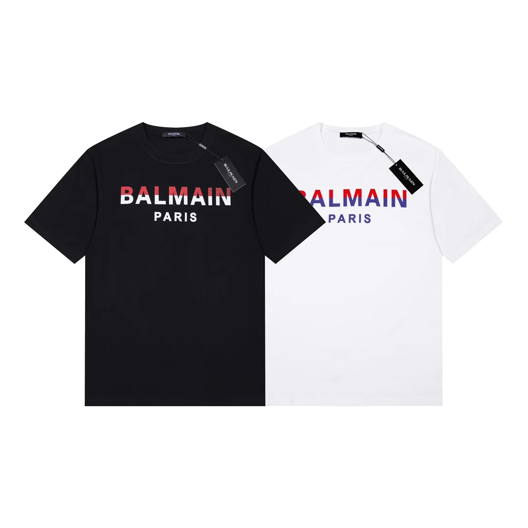 Maglietta Balmain 2024 Lettera Logo Motivo Tono Arcobaleno