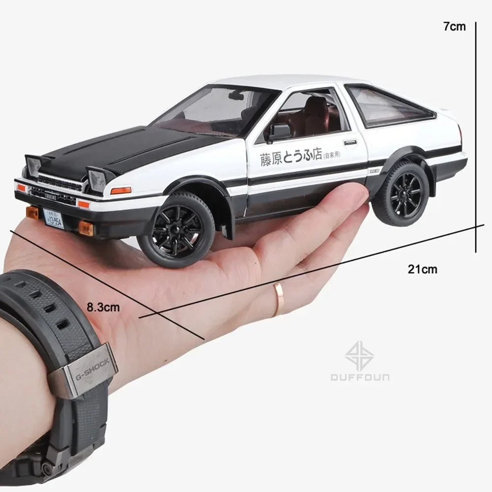 1:24 Initial D Toyota Trueno AE86 Alloy Diecast Car Model Sports Car Toys For Kids Adults Pull Back Vehicles Toy Cars Black Hood 5
