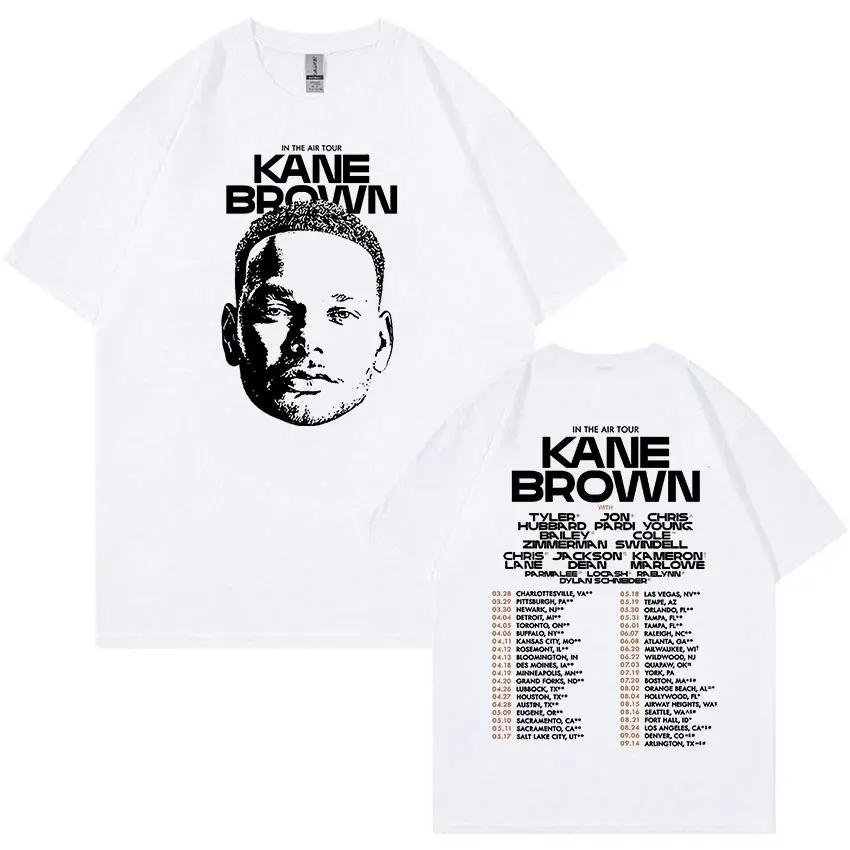 

Singer Kane Brown in The Air Tour 2024 New T Shirt Men's Hip Hop Retro Fashion T-shirts 100% Cotton Oversized T-shirt Streetwear