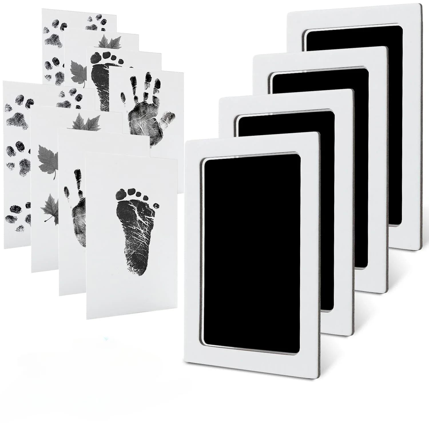 4 Pcs Baby Inkless Handprint and Footprint Kit Pet Paw Print Stamp Kit Family Memory for Newborn Registry Pets Family Printing