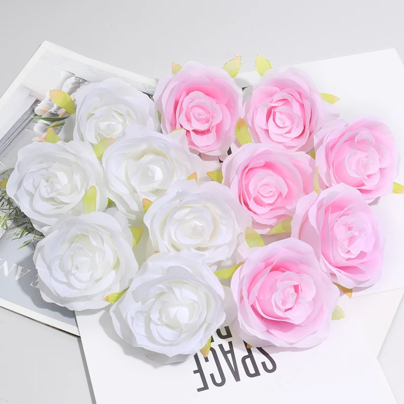 30pcs/7-8cm 화이트 로즈 인공 실크 꽃 머리 DIY 웨딩 홈 생일 파티 장식..