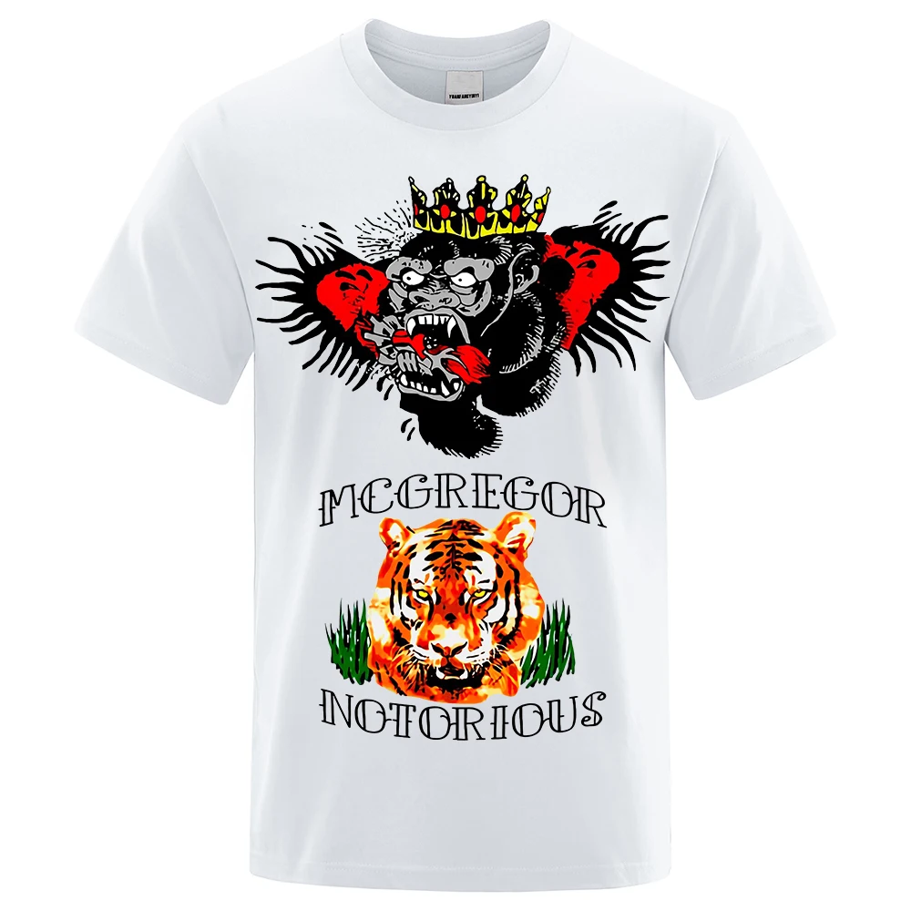 

Conor McGregor Tattoos Inspired Cool T-Shirts Men Loose Oversized Short Sleeve Tiger Monkey Horror Print Tshirt Cotton Tops Man