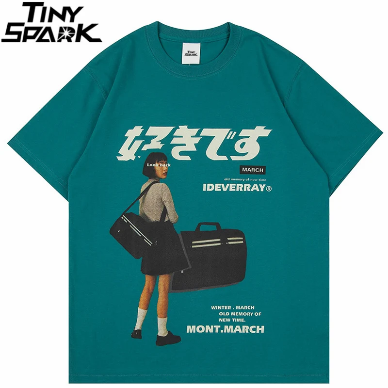 Hip Hop Streetwear Harajuku T Shirt Girl Japanese Kanji