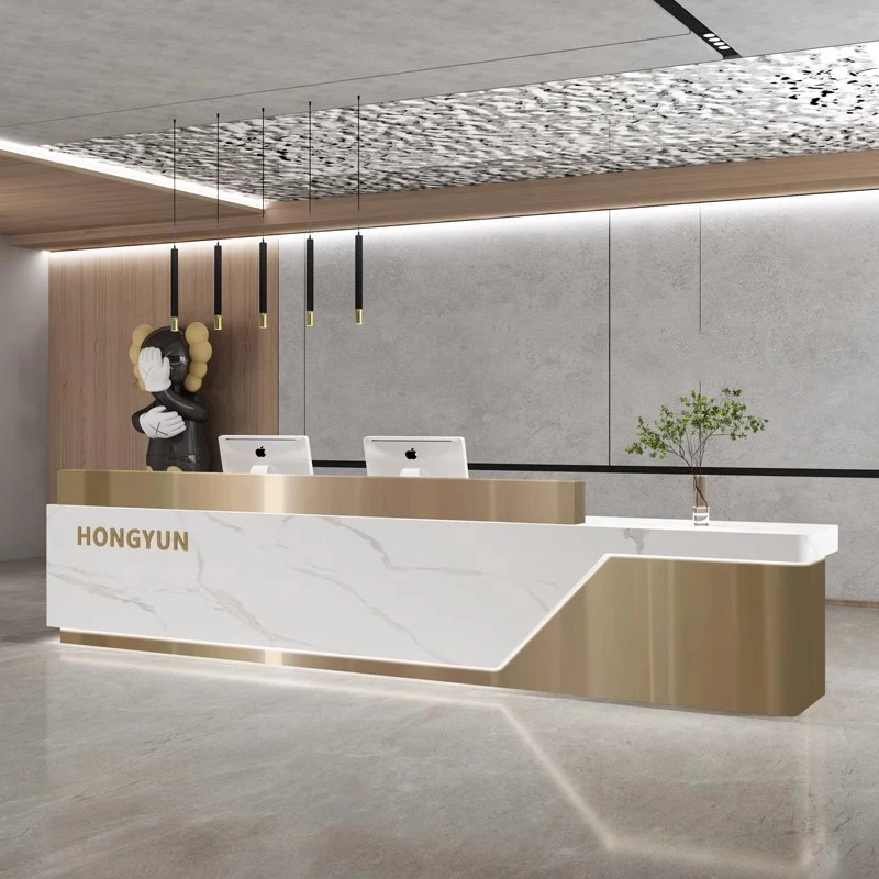 

Modern Luxury Reception Desk Metal Mobile Cash Register Executive Beauty Salon Service Front Desk Office Empfangstheke Furniture