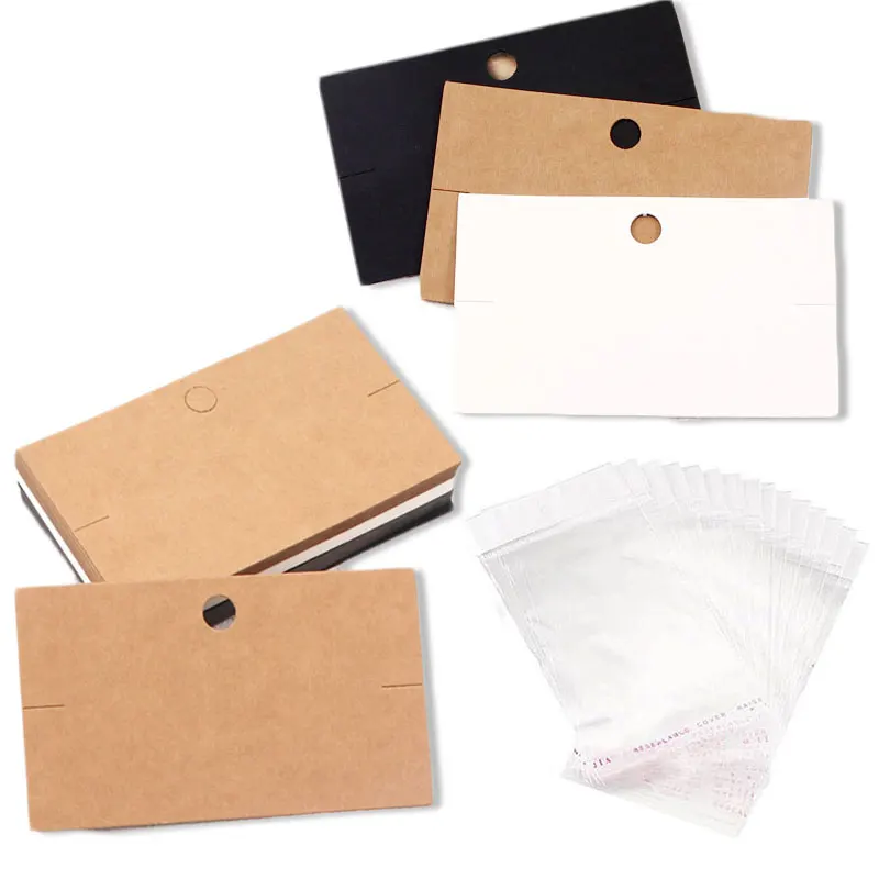 50pcs/lot 10*6cm Kraft Paper Packing for Handmade Necklace Bracelets Jewelry Display Cards Storage Retail Tags Holder