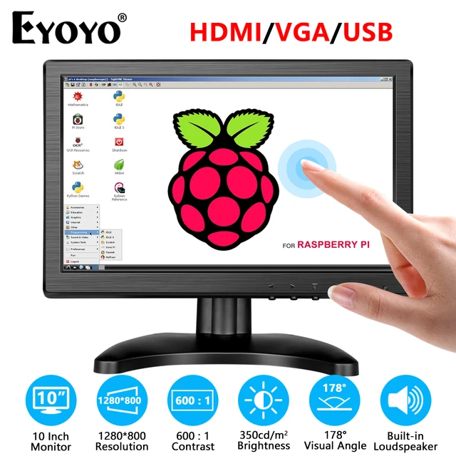 Eyoyo-Petit moniteur de télévision à écran tactile, écran LCD IPS, prise en  charge HDMI, VGA, entrée USB, système de vidéosurveillance PC pour compteur  haïtien, 1280x800, 10 pouces - AliExpress