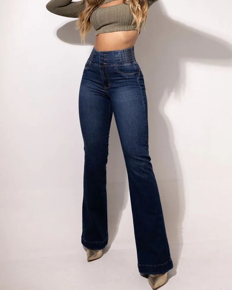 Women Flare Stretch Jeans Fashion Skinny Bell Bottom High Waist Denim Pants Vintage Aesthetic Y2K Punk Long Trousers Streetwear 5