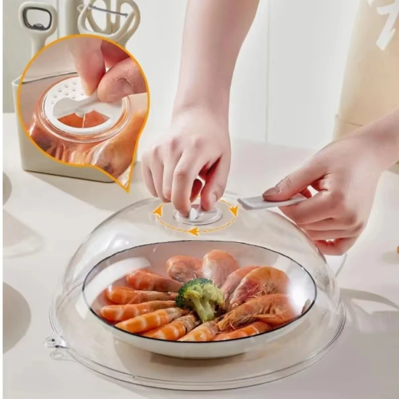 1pc Microwave Splatter Cover for Food,Clear Microwave Splash Guard Cooker lid with Handle,BPA-Free,Soft Plastic