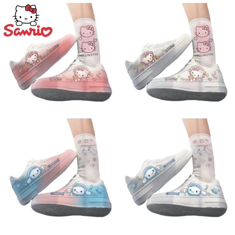 

Sanrio аниме периферийный мультфильм милый Hello Kitty kawaii Корица рулон Спортивные Повседневные универсальные персонализированные кроссовки оптовая продажа