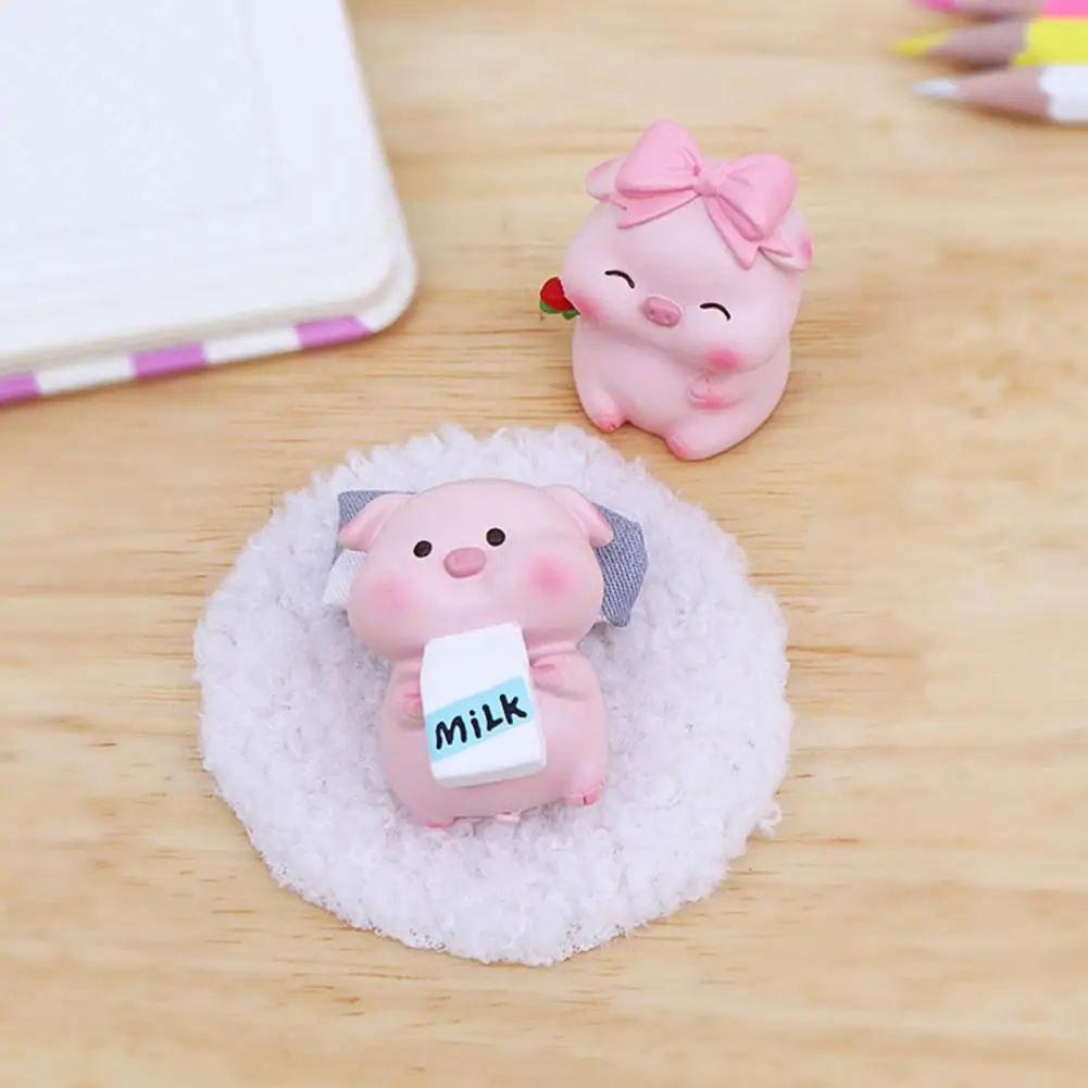 

Animal Figurine Cartoon Cute Adorable Fine Workmanship Mini Office Decor Eco-friendly Lie Pigs Desktop Ornament Statue Car Decor
