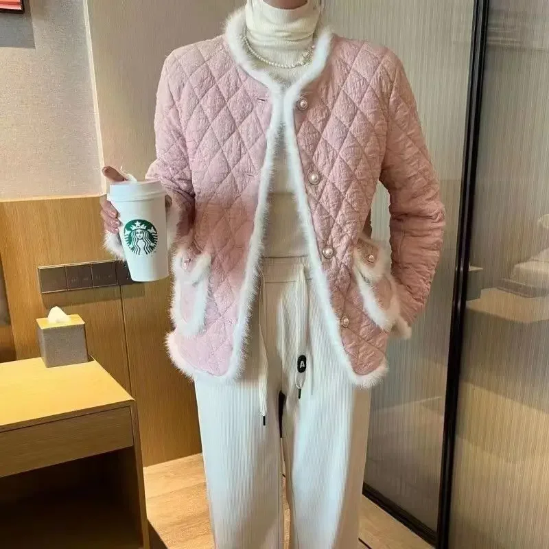 

Light Luxury Fashion Jacket for Women Coat Women's Cotton-padded Clothes Autumn Winter Warm Plush Pocket Streetwear Lady Parkas