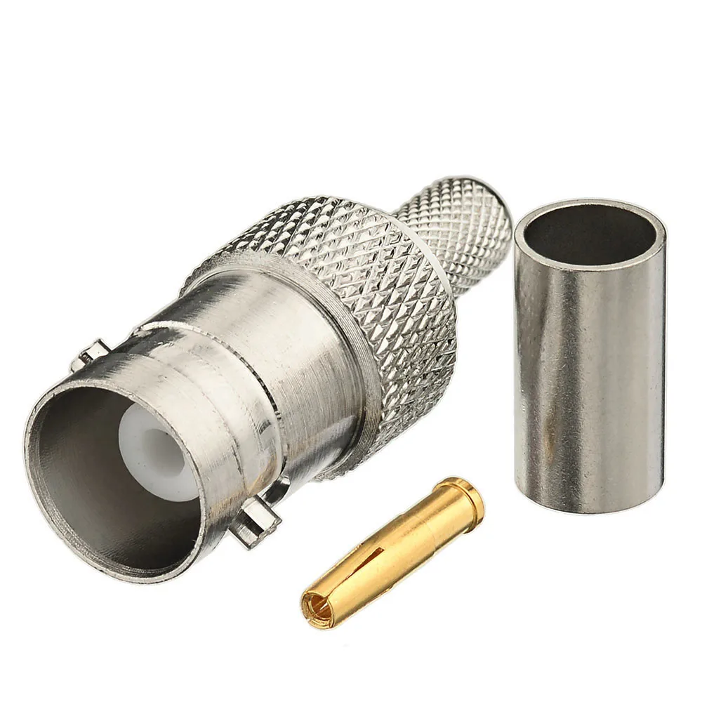 Superbat BNC Crimp Female RF Coaxial Connector for Cable RG58,RG142,LMR195 for Wireless - Durable Electronics Accessory