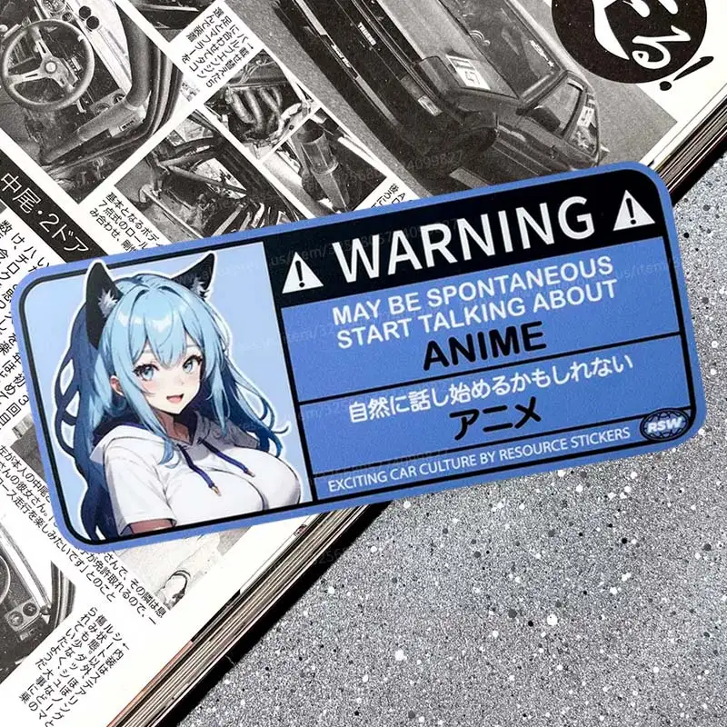 Cartoon Car Sticker Warning Airbag Check Warning Decal Anime Waterproof Car Accessories Stickers SH40