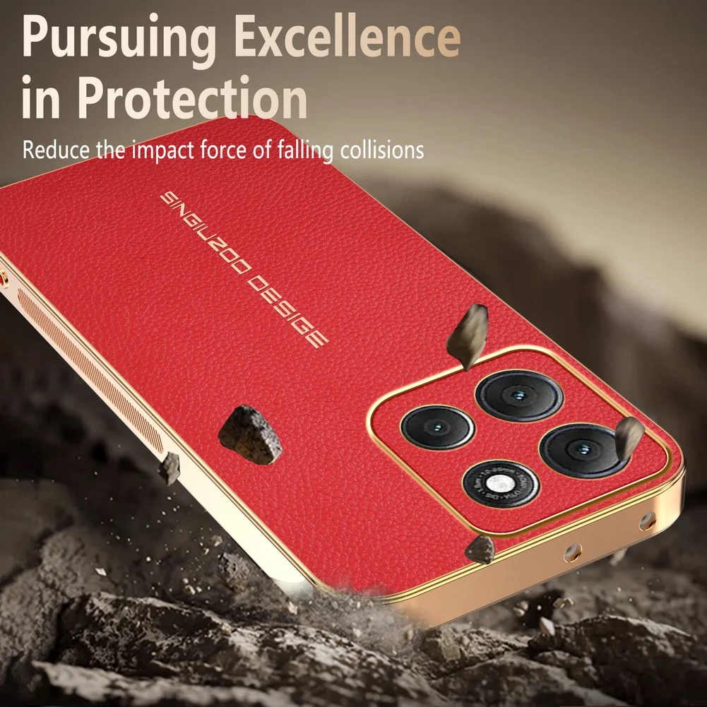 Elegant Lychee Leather Electroplated Frame Case Cover