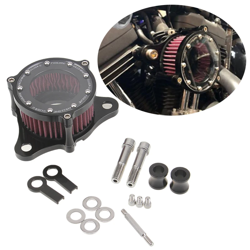 Motorcycle Air Filter Transparent Cover Intake Cleaner System With