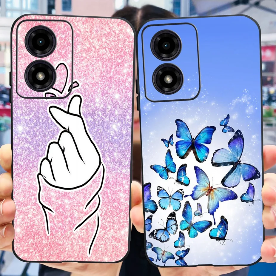 Cute Cat and Butterfly Painted Soft TPU Phone Case - Stylish Protective Cover