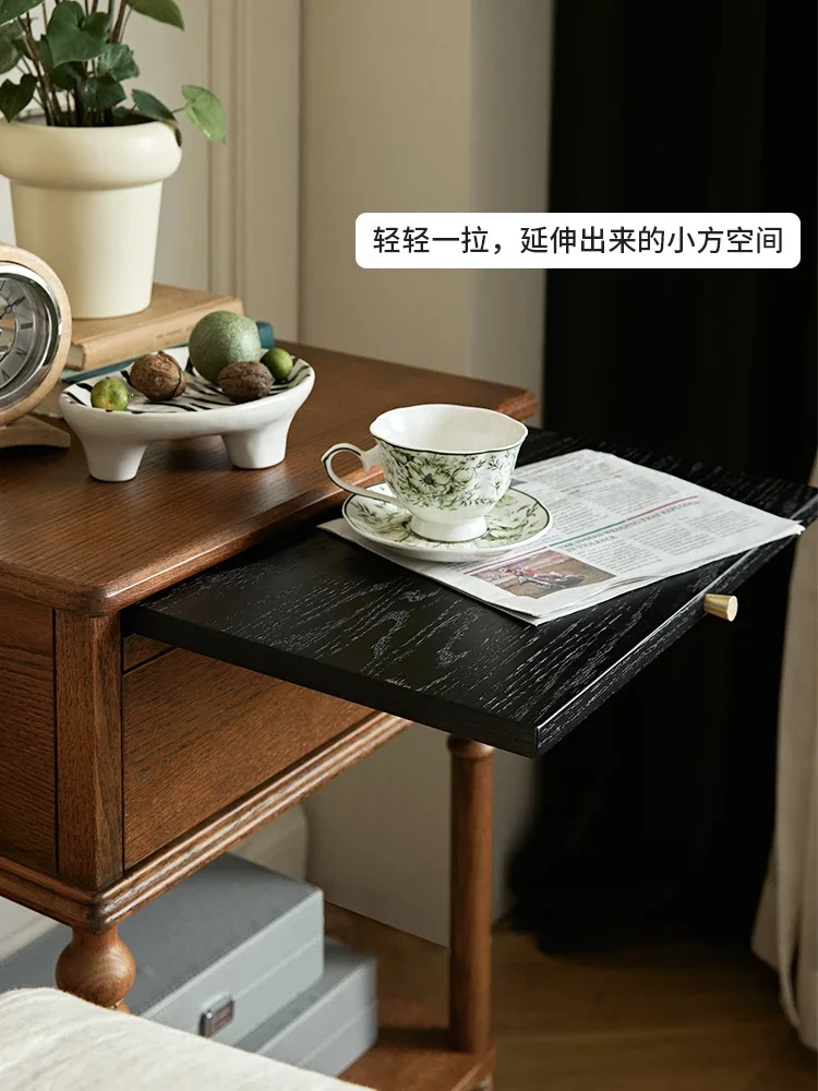 

French Retro Solid Wood Bedside Small Apartment Bedroom Storage Living Room Small Table