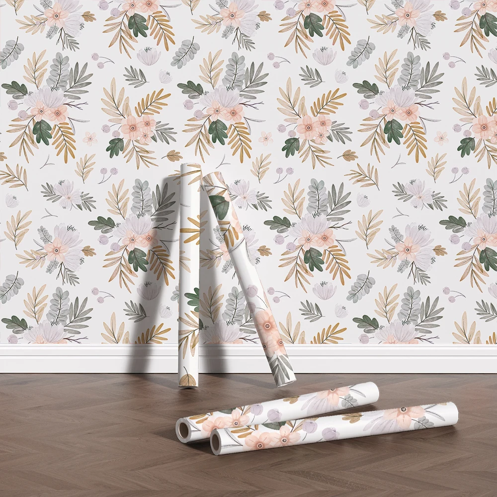 Home Decoration Flora Self-Adhesive Removable Peel And Sticker Wallpaper Floral Waterproof Durable For Furniture And Any Room super bargain stainless steel wood sturdy and durable spatula for plaster decals and wallpaper