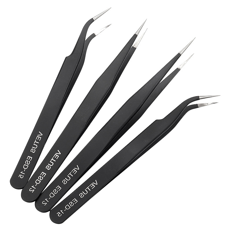  1 Pc Eyelash Stainless Steel Black Tweezer 3D Volume Lash Tweezer High Precision Anti-Static Tweezers Eyelash Extension Tools 